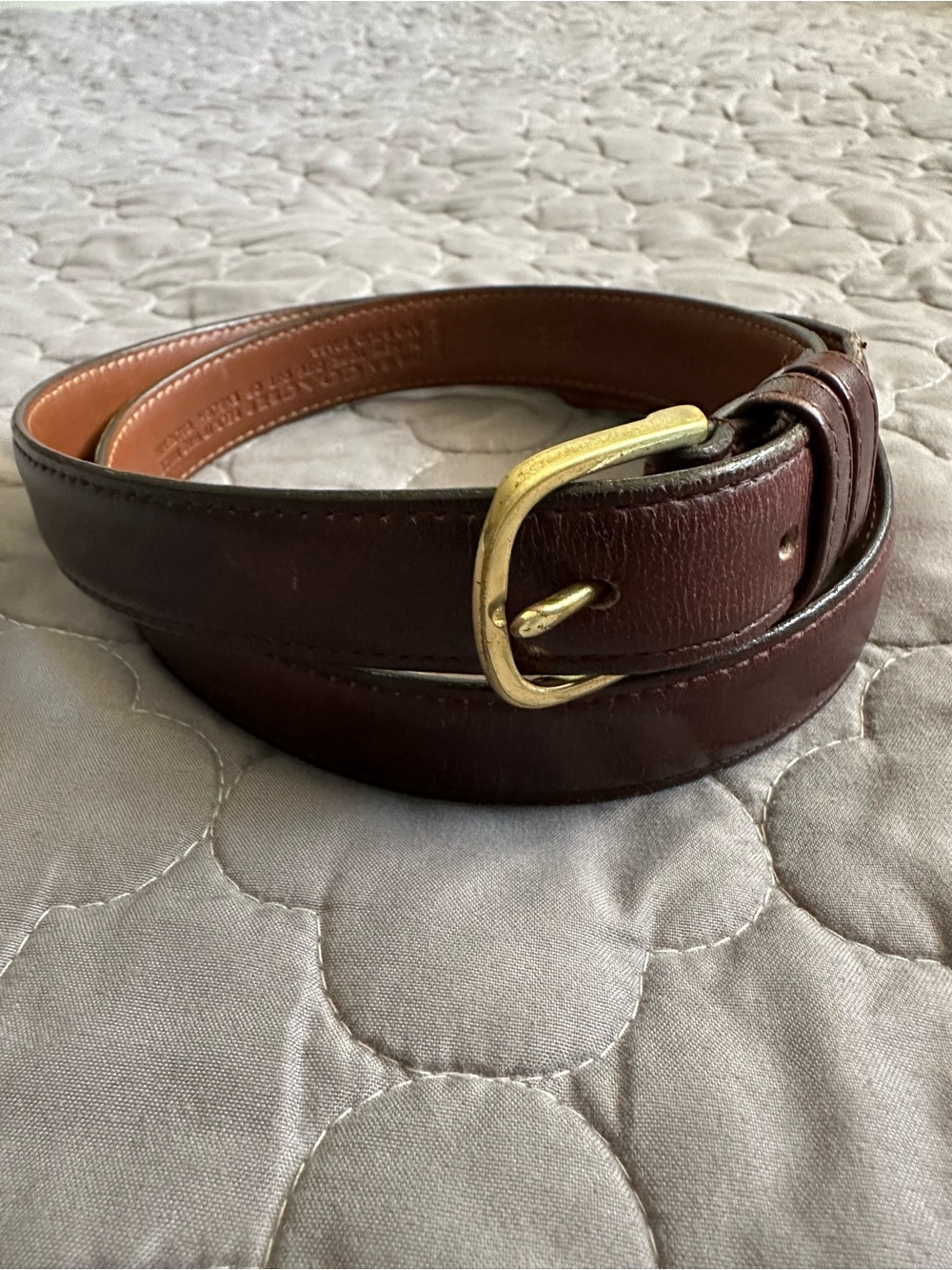 Vintage Classic Coach Burgundy Leather Belt with Brass Buckle